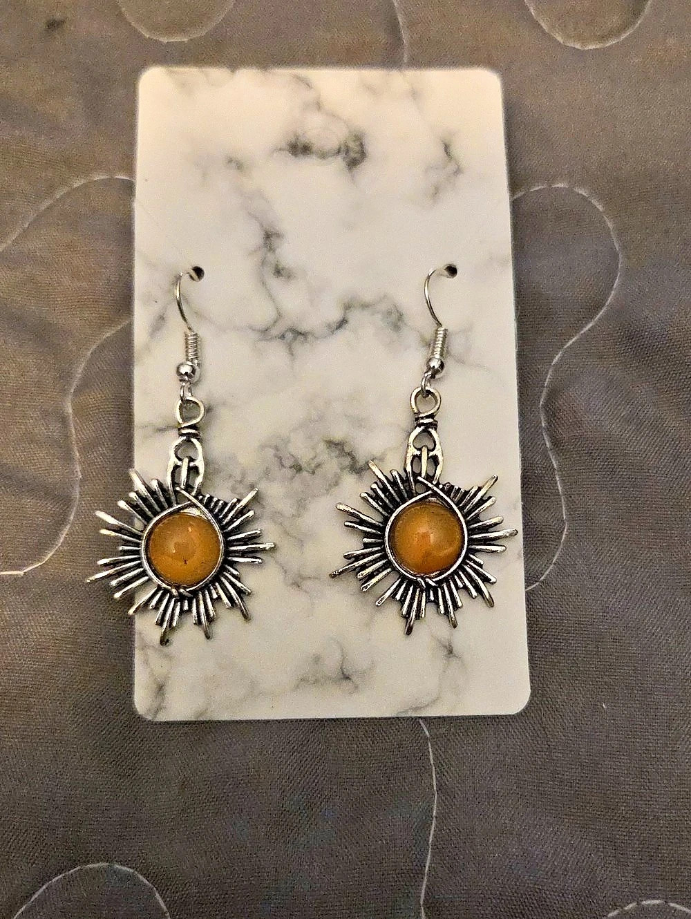 Sunburst Drop Earrings in Silver